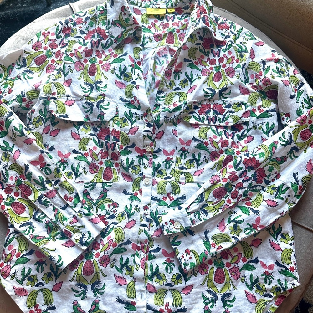 Roberta Roller Rabbit Colorful Linen Button Up - Picture 2 of 3